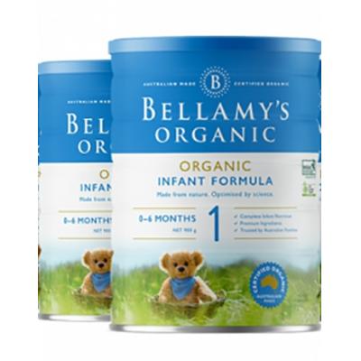 【两罐装】新配方升级澳洲Bellamys贝拉米有机婴儿配方奶粉1段900g